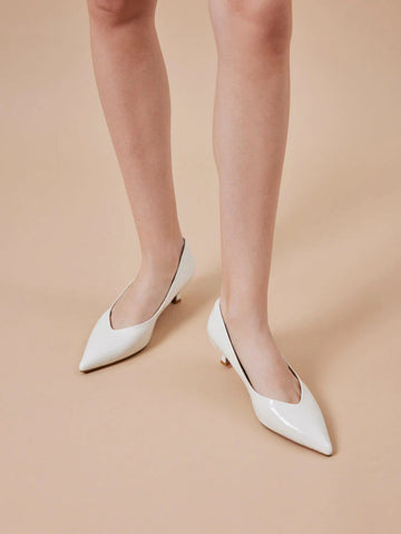 PAZZION, Claudia Embossed Pointed Toe Heels, Beige